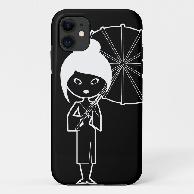 Geisha Lady white on black Case-Mate iPhone Case (Back)