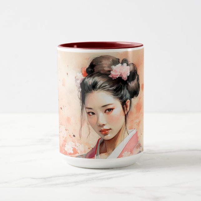 Geisha mug - design japonais haiku café matin (Centre)