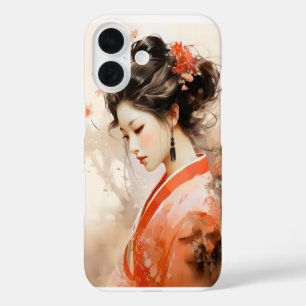 Geisha Orange Ink iPhone 16 Case