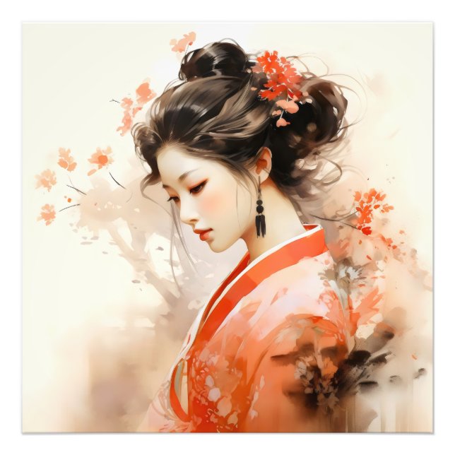Geisha Orange Ink Photo Print (Front)