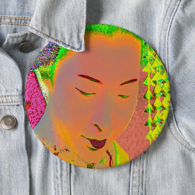 Geisha Pop Art Pinback Button (In Situ)