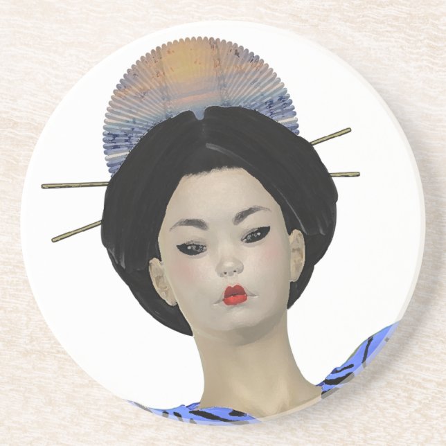 Geisha Sandstone Coaster (Front)