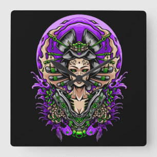 Geisha Square Wall Clock