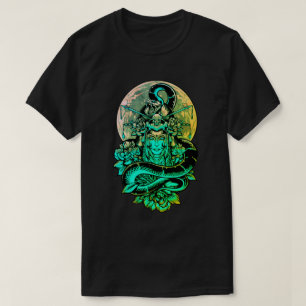 Geisha teal and black floral T-Shirt
