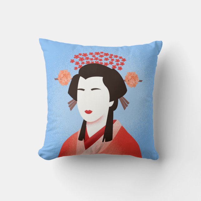 Geisha Throw Pillow (Front)