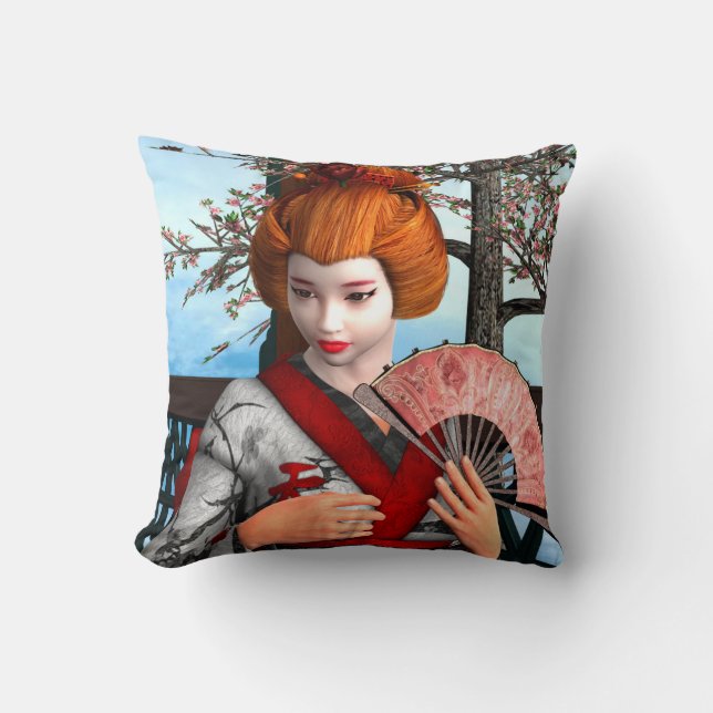Geisha Throw Pillow (Front)