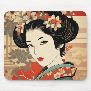 Geisha Traditional Ukiyo-e Mouse Pad