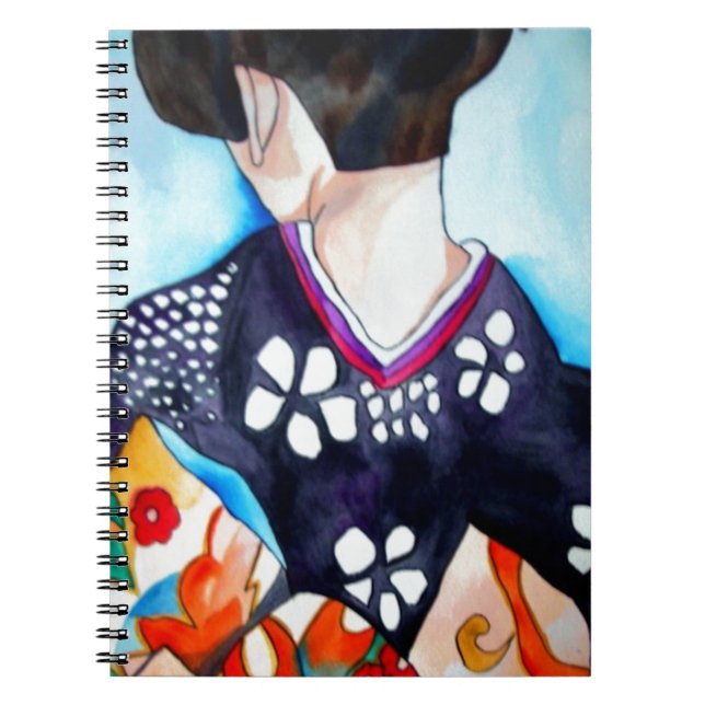 Geisha with dark blue kimono original art notebook (Front)
