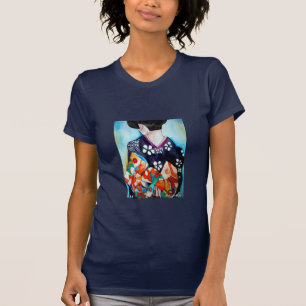 Geisha with dark blue kimono original art T-Shirt
