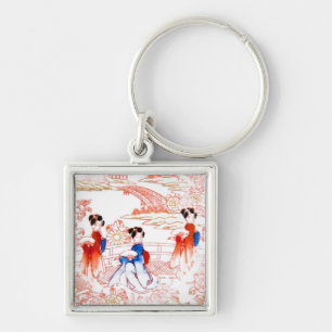 Geishas in garden keychain