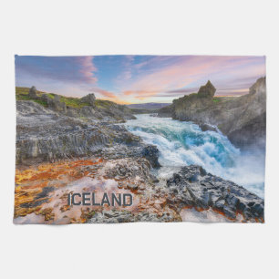 Geitafoss Waterfalls, Iceland Kitchen Towel