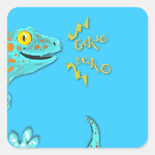 "Gekko Gecko" Cute Calling Tokay Gecko Square Sticker