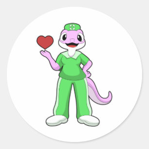Geko as Nurse with Heart Classic Round Sticker