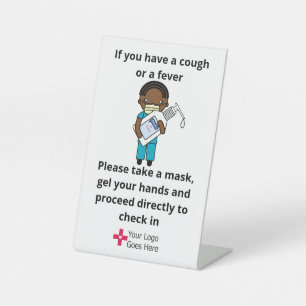 Gel and Mask Infection Control - African American Pedestal Sign