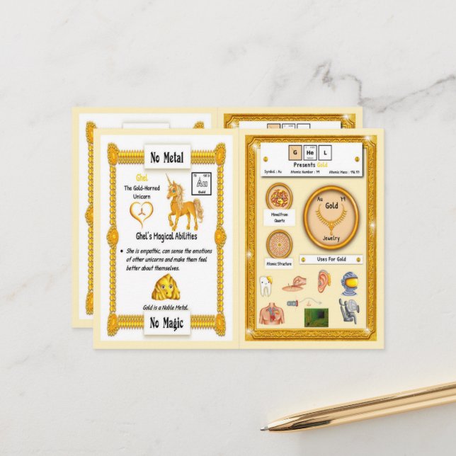 Gel - Gold Horn Unicorn Carte de jeu (Devant/Arrière en situation)