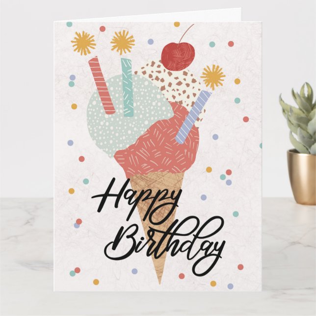 Gelato Fun Anniversaire Carte de voeux pliée (Petite plante)