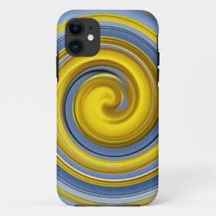 Gelb-blaues Spiralmuster iPhone 11 Case