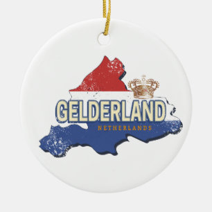 Gelderland Netherlands Vintage Map Dutch Souvenir Ceramic Ornament