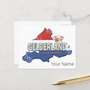 Gelderland Netherlands Vintage Map Dutch Souvenir Holiday Postcard