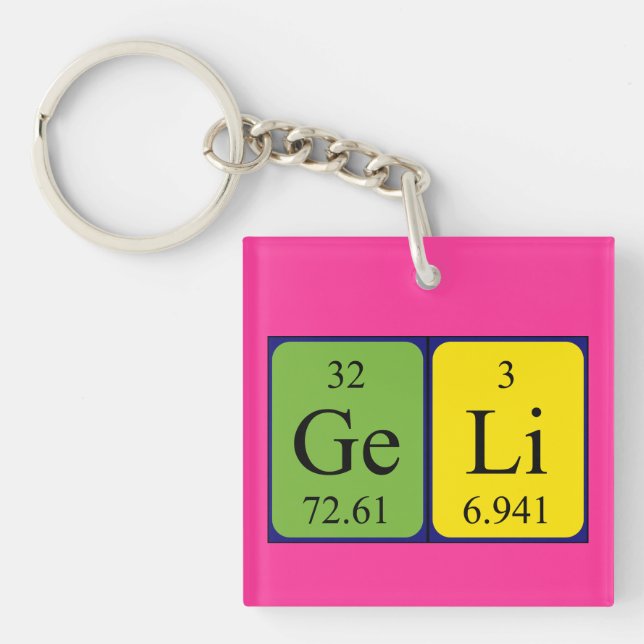 Geli periodic table name keyring (Front)