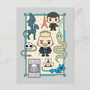 GELLERT GRINDELWALD™ & Barebone Cartoon Postcard