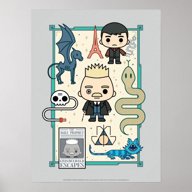 GELLERT GRINDELWALD™ & Barebone Cartoon Poster (Front)