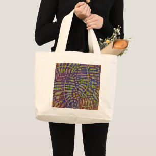 Gelli Print Stencil Abstract Art Large Tote Bag