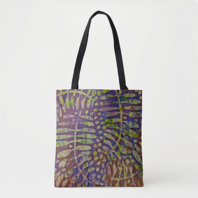 Gelli Print Stencil Abstract Art Tote Bag (Front)