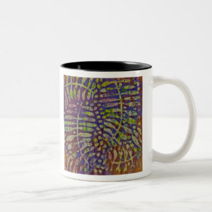 Gelli Print Stencil Abstract Art Two-Tone Coffee Mug