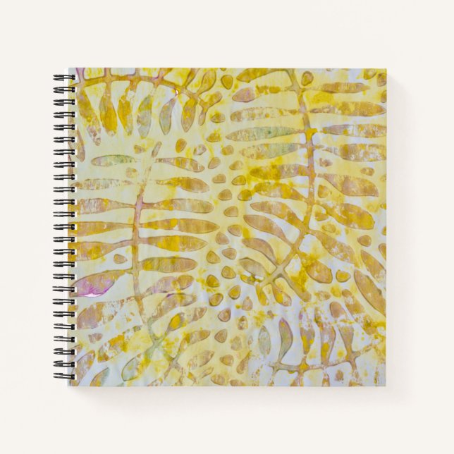 Gelli Printed Golden Leaves Notebook (Front)