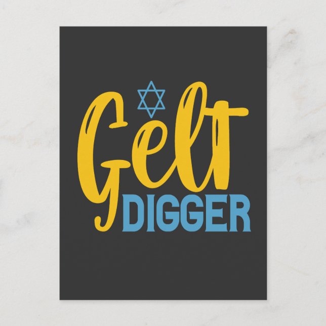 Gelt Digger Funny Hanukkah Gelt Coin Jewish Gift  Invitation Postcard (Front)