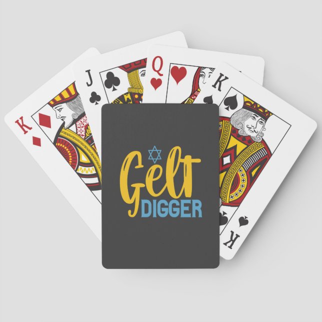 Gelt Digger Funny Hanukkah Gelt Coin Jewish Gift  Playing Cards (Back)