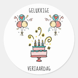 Gelukkkkchen Verjaardag | Happy Birthday Classic Round Sticker