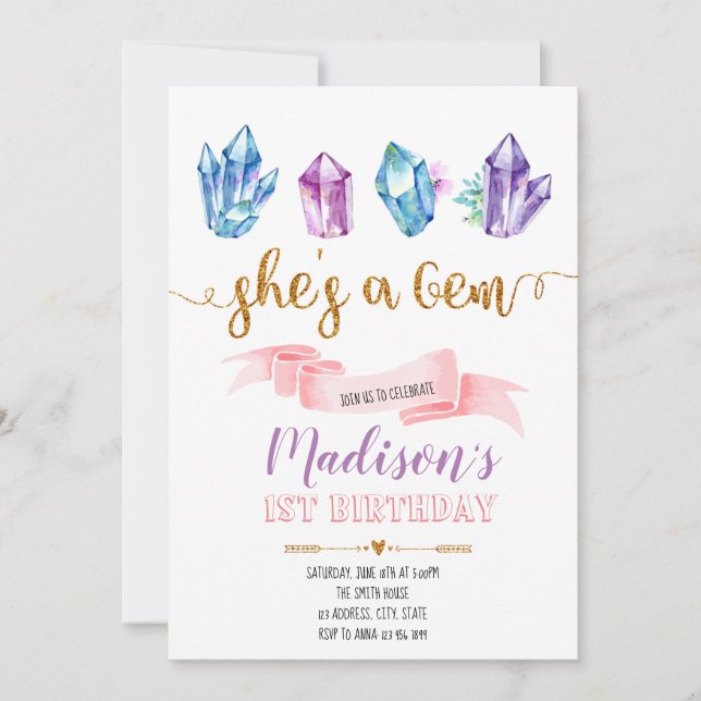 Gem birthday invitation (Front)