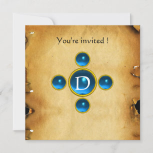 Gem cross 1st Holy Communion / Christening blue Invitation