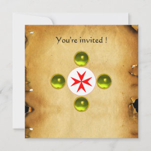 Gem cross 1st Holy Communion / Christening yellow Invitation