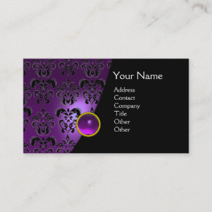 GEM DAMASK MONOGRAM amethyst purple Business Card
