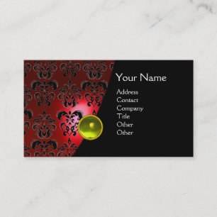 GEM DAMASK MONOGRAM red topaz yellow Business Card