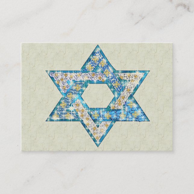 Gem decorated Star of David Business Card (Front)