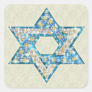 Gem decorated Star of David Square Sticker