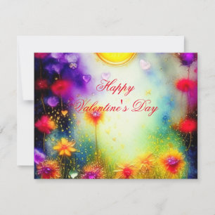 Gem hearts and flowers valentine  holiday card