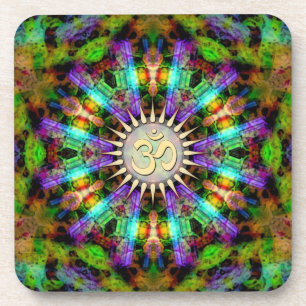 Gem Mandala Golden Aum Spiritual Art : Set of Six Coaster