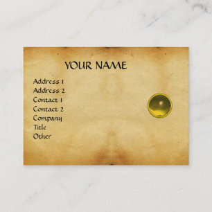 GEM MON ,Yellow Topaz,Grey Agata , parchment Business Card