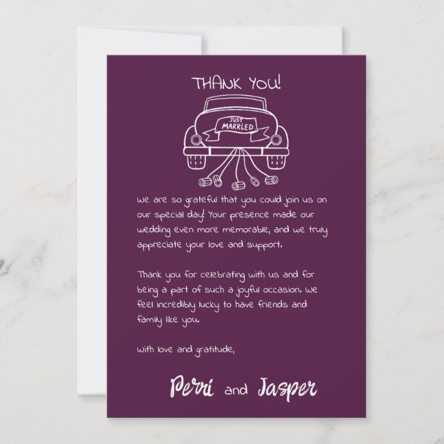 Gem & Pen Thank You Card Ruby (Front)