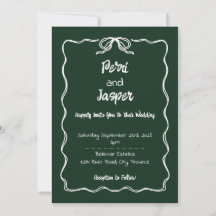 Gem & Pen Wedding Invitation Emerald