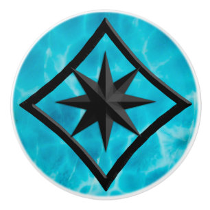 Gem Stone, Blue Larimar & Black Onyx Ornament Ceramic Knob