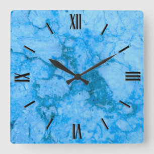 Gem Stone Pattern, Blue Bahia Granite Square Wall Clock
