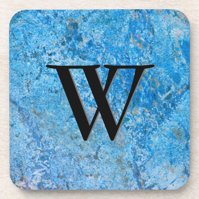 Gem Stone Pattern, Blue Granite & Black Onyx Coaster (Front)