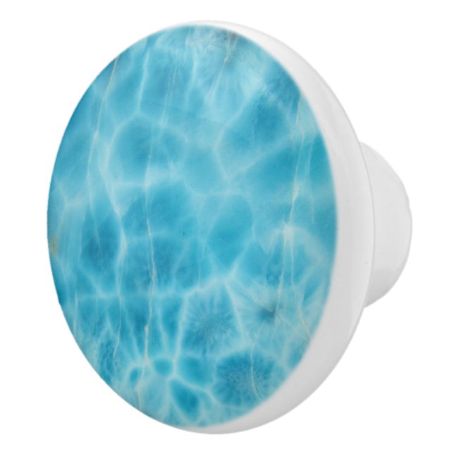 Gem Stone Pattern, Blue Larimar / Atlantis Stone Ceramic Knob (Right)
