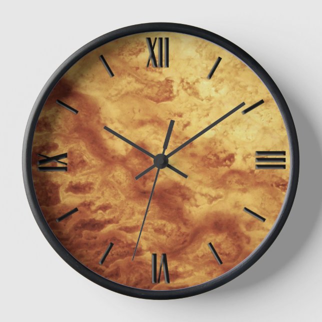 Gem Stone Pattern, Gold and Brown Tiger Eye Clock (Front)